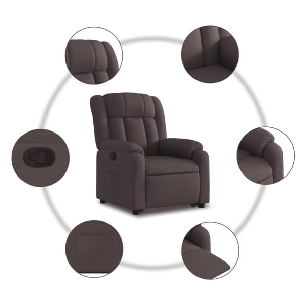 vidaXL Reclinerfåtölj med uppresningshjälp mörkbrun tyg