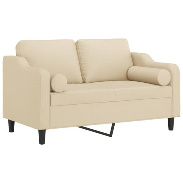 vidaXL 2-personers sofa med pyntepuder 120 cm stof cremefarvet