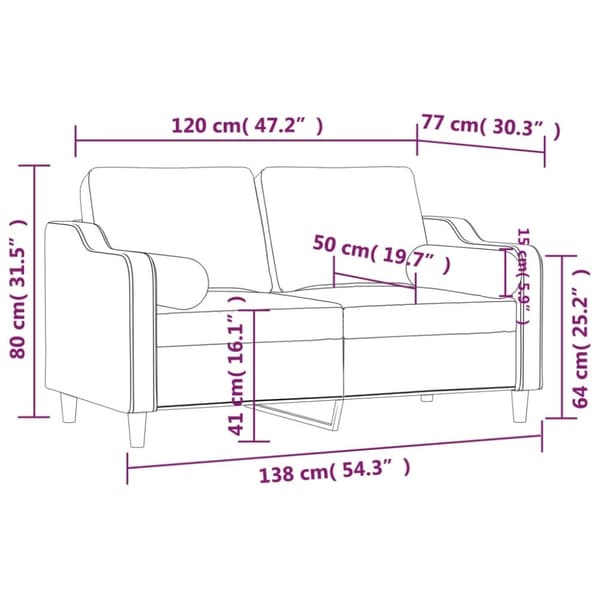 vidaXL 2-personers sofa med pyntepuder 120 cm stof cremefarvet
