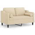 Miniatyrbillede 2 af 8: vidaXL 2-personers sofa med pyntepuder 120 cm stof cremefarvet