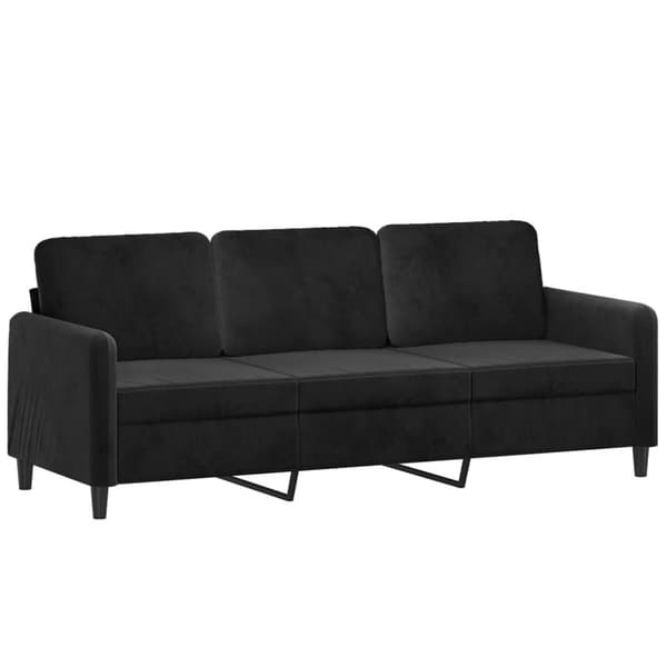 vidaXL sofasæt 3 dele med puder velour sort