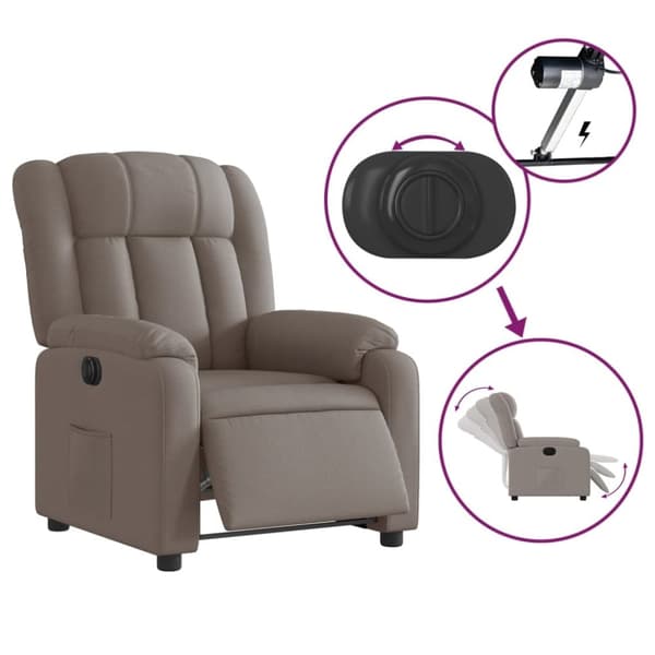 vidaXL Elektrisk reclinerfåtölj taupe tyg