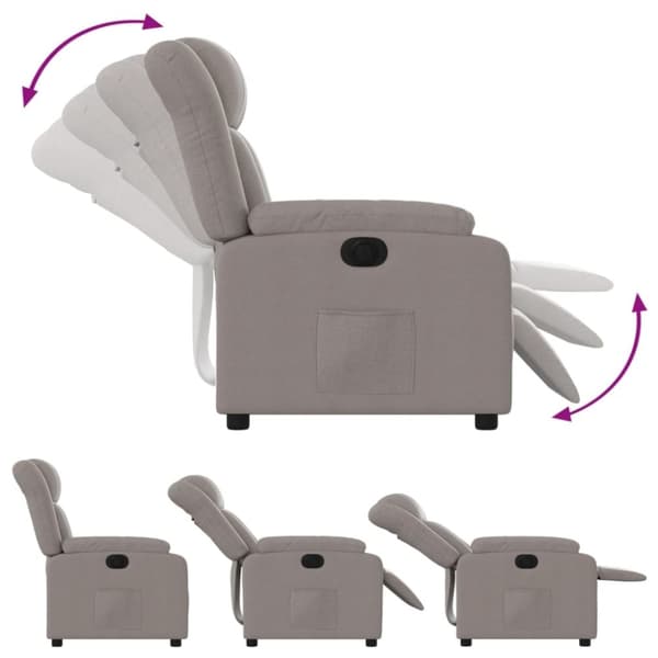 vidaXL Elektrisk reclinerfåtölj taupe tyg