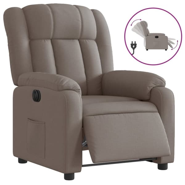 vidaXL Elektrisk reclinerfåtölj taupe tyg