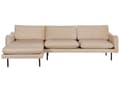 Miniatyrbilde 1 av 11: Hjørnesofa Beige Fløyel 4-seter Svarte ben Polstrede sete- og ryggputer Moderne Retro Stue