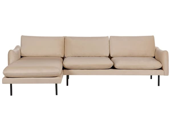 Hjørnesofa Beige Fløyel 4-seter Svarte ben Polstrede sete- og ryggputer Moderne Retro Stue