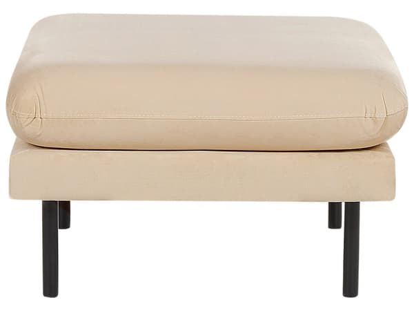 Sofagruppe Beige Fløyel 3-seter sofa Lenestol Fotskammel Polstrede sete- og ryggputer Svarte ben Moderne Retro Stue Sittegruppe
