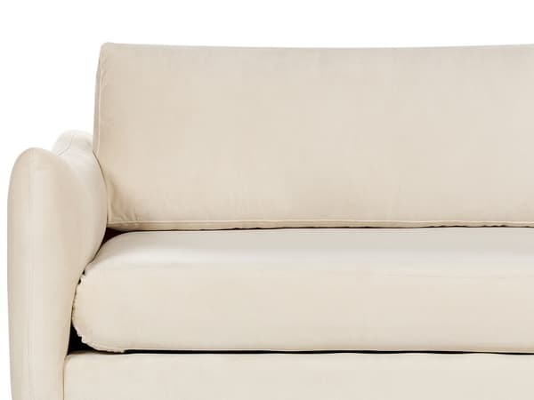 Sohva vaalea beige kolmelle samettiverhoilu alumiinijalat pehmusteet moderni retro