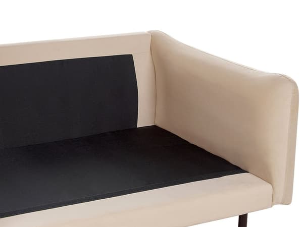 Kulmasohva beige neljälle samettiverhoilu alumiinijalat pehmusteet moderni retro
