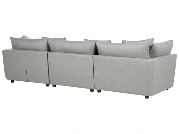 Soffa 3-sitsig Ljusgrå Polyestertyg Klädsel Soffa Fotpall Extra Kuddar Vardagsrum
