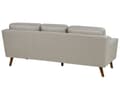 Miniatyrbild 5 av 11: Soffa 3-sits Beige Tyg Ben i Ekträ Klassiskt Vardagsrum Mid-century Retro-stil Vardagsrum