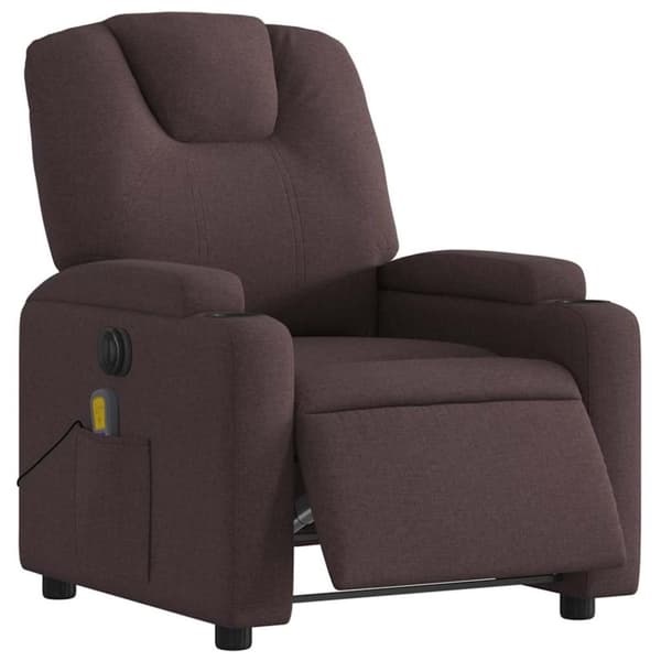 vidaXL Elektrisk massagefåtölj mörkbrun tyg