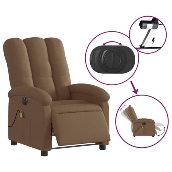 vidaXL Elektrisk massagefåtölj brun tyg