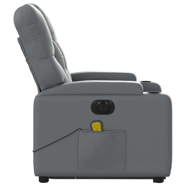 vidaXL Massagefåtölj med uppresningshjälp grå konstläder