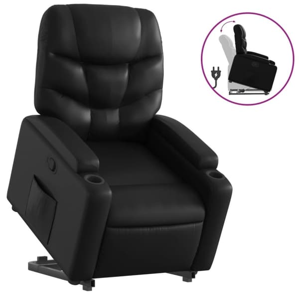 vidaXL Reclinerfåtölj med uppresningshjälp svart konstläder