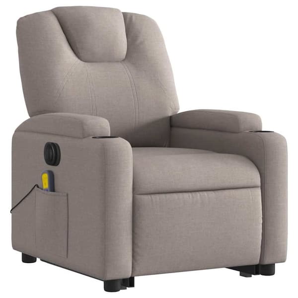 vidaXL Elektrisk massagefåtölj med uppresningshjälp taupe tyg