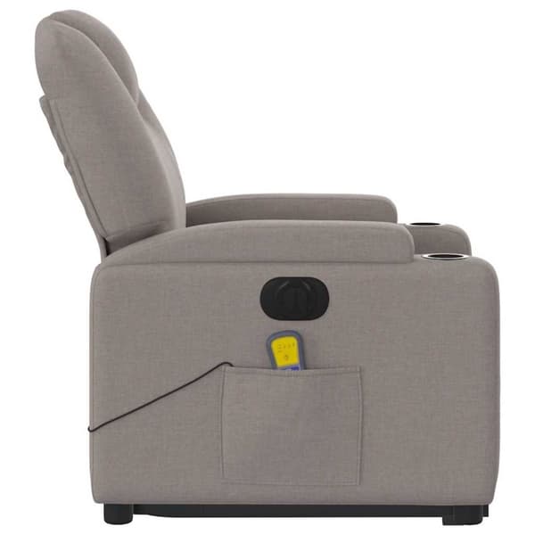 vidaXL Elektrisk massagefåtölj med uppresningshjälp taupe tyg