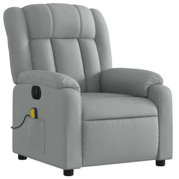vidaXL Elektrisk massagefåtölj ljusgrå tyg