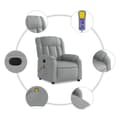 Miniatyrbild 7 av 11: vidaXL Elektrisk massagefåtölj ljusgrå tyg