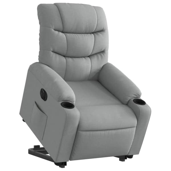 vidaXL Elektrisk reclinerfåtölj med uppresningshjälp ljusgrå tyg