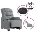Miniatyrbild 6 av 11: vidaXL Elektrisk reclinerfåtölj med uppresningshjälp ljusgrå tyg