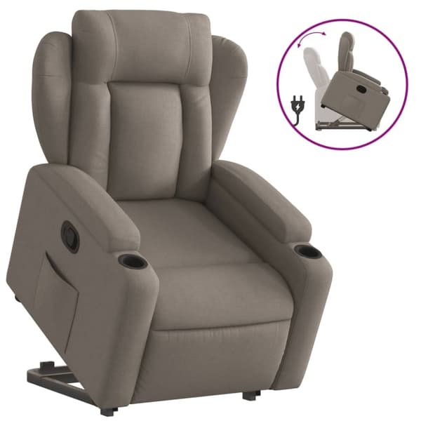 vidaXL Reclinerfåtölj med uppresningshjälp taupe tyg