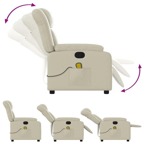 vidaXL Massagefåtölj gräddvit konstläder