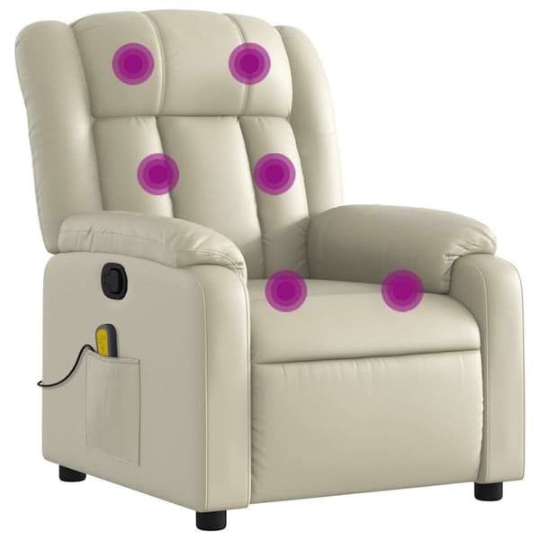 vidaXL Massagefåtölj gräddvit konstläder