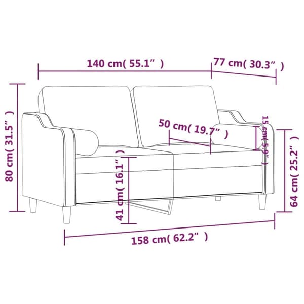 vidaXL 2-sits soffa med prydnadskuddar brun 140 cm tyg
