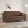 Miniatyrbild 1 av 8: vidaXL 2-sits soffa med prydnadskuddar brun 140 cm tyg