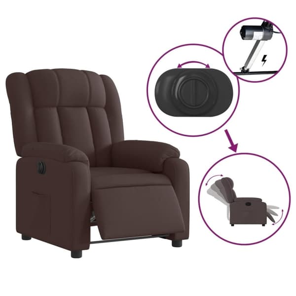 vidaXL Elektrisk reclinerfåtölj mörkbrun tyg