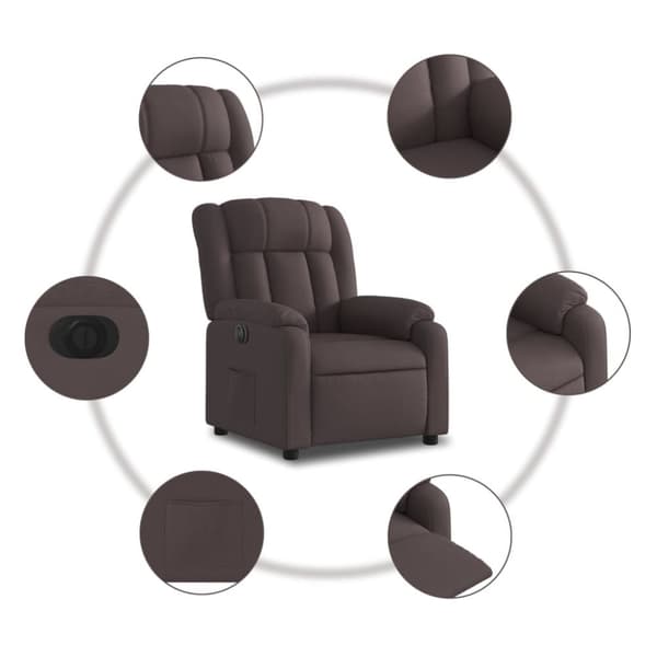 vidaXL Elektrisk reclinerfåtölj mörkbrun tyg