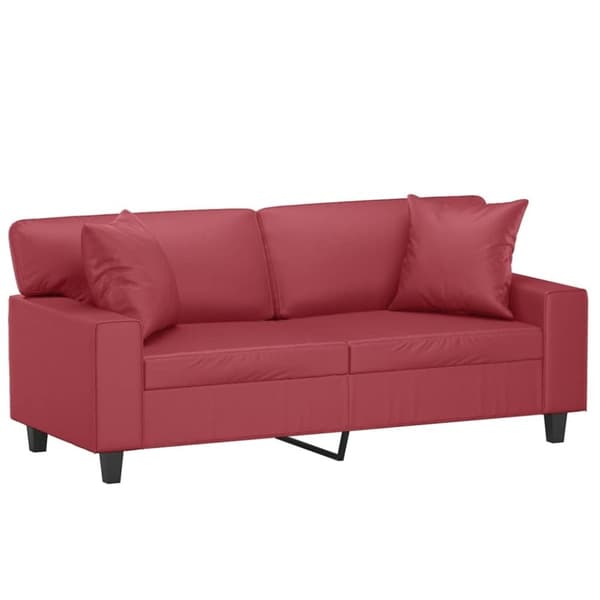 vidaXL 2-personers sofa med pyntepuder 140 cm kunstlæder vinrød
