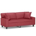 Miniatyrbillede 1 af 8: vidaXL 2-personers sofa med pyntepuder 140 cm kunstlæder vinrød