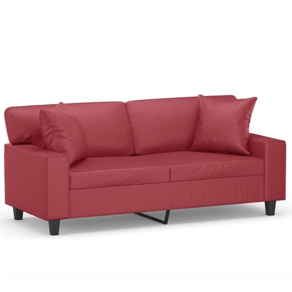 vidaXL 2-personers sofa med pyntepuder 140 cm kunstlæder vinrød