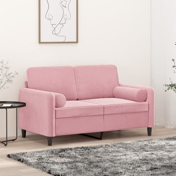 vidaXL 2-personers sofa med pyntepuder 120 cm velour pink