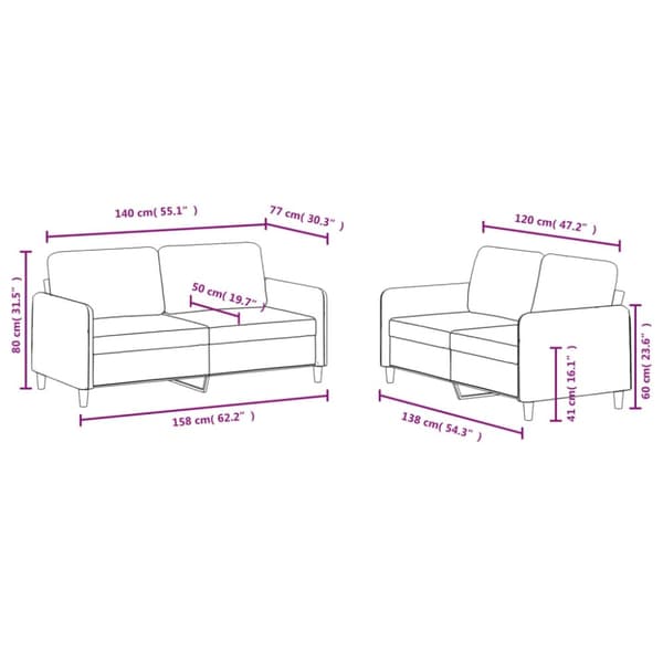 vidaXL sofasæt 2 dele velour gul