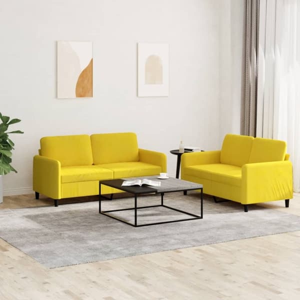 vidaXL sofasæt 2 dele velour gul