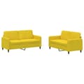 Miniatyrbillede 1 af 7: vidaXL sofasæt 2 dele velour gul