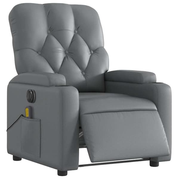vidaXL Elektrisk massagefåtölj grå konstläder