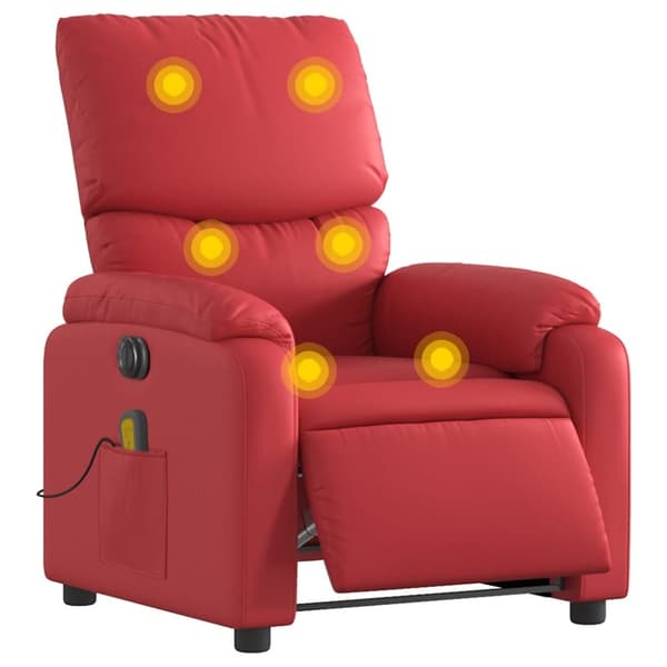 vidaXL Elektrisk massagefåtölj röd konstläder