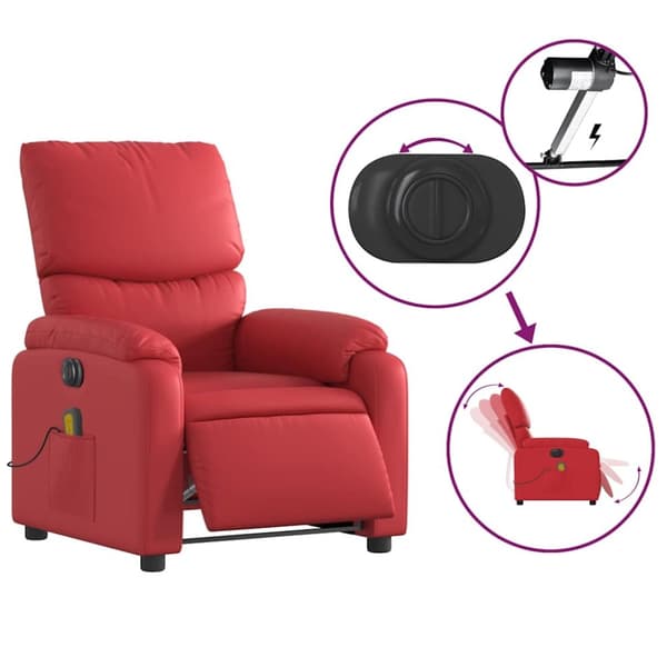 vidaXL Elektrisk massagefåtölj röd konstläder