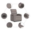 Miniatyrbild 7 av 11: vidaXL Elektrisk reclinerfåtölj med uppresningshjälp taupe tyg