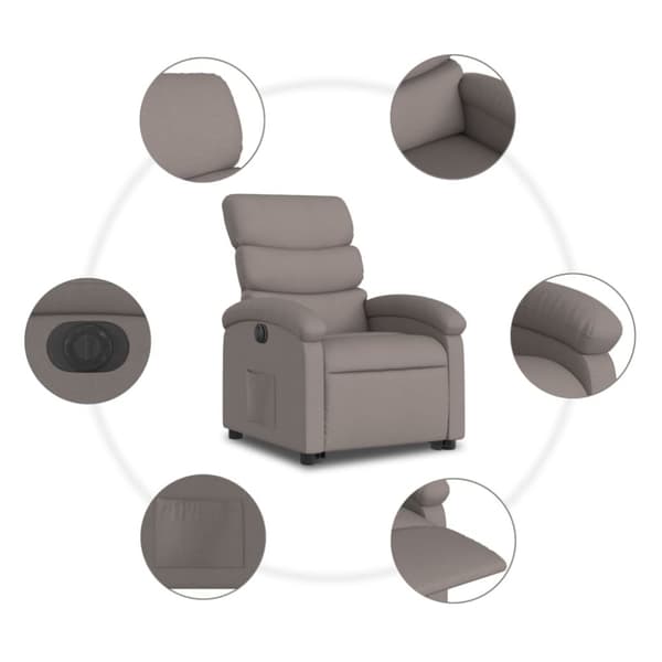 vidaXL Elektrisk reclinerfåtölj med uppresningshjälp taupe tyg