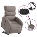 Miniatyrbild 10 av 11: vidaXL Elektrisk reclinerfåtölj med uppresningshjälp taupe tyg