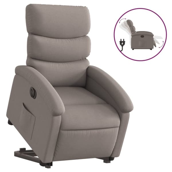 vidaXL Elektrisk reclinerfåtölj med uppresningshjälp taupe tyg