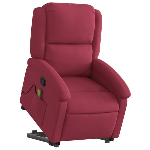 vidaXL Reclinerfåtölj med uppresningshjälp vinröd sammet