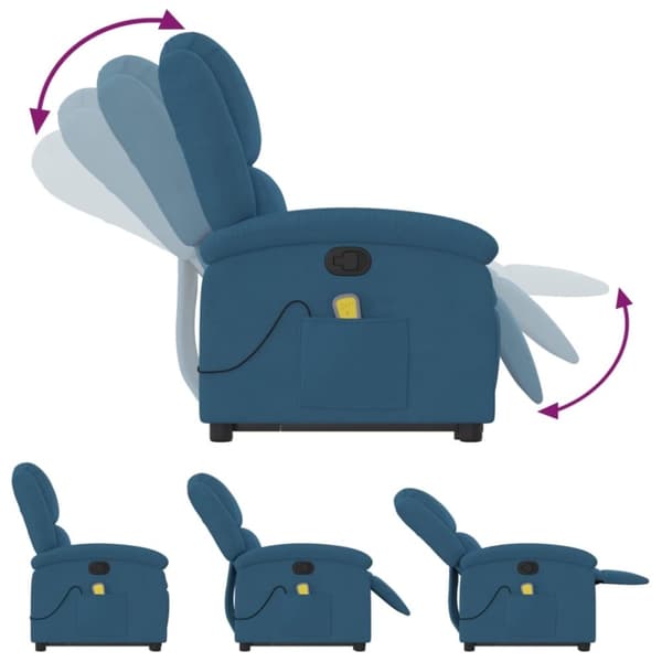 vidaXL løftestol med massagefunktion fløjl blå