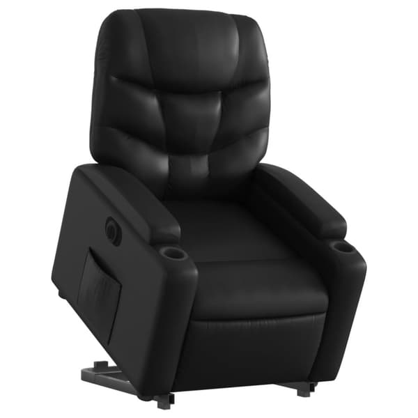 vidaXL Reclinerfåtölj med uppresningshjälp svart konstläder
