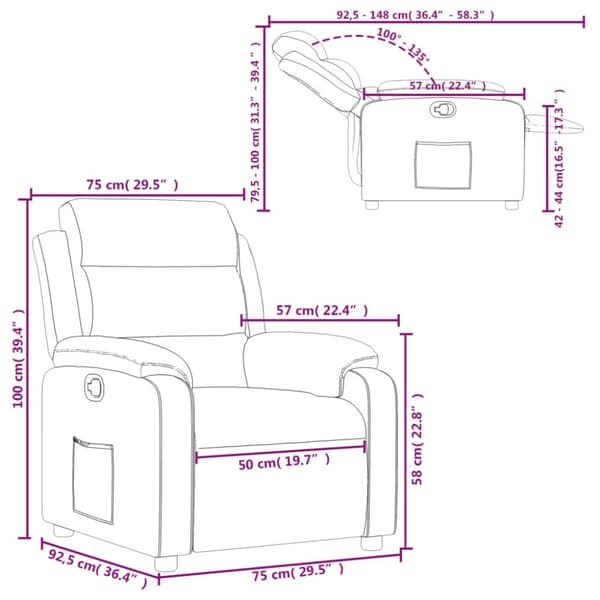 vidaXL Reclinerfåtölj brun tyg